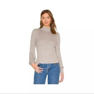 NICHOLAS Renata Sweater Pewter Silver Womens Puff Long Sleeve